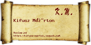 Kifusz Márton névjegykártya